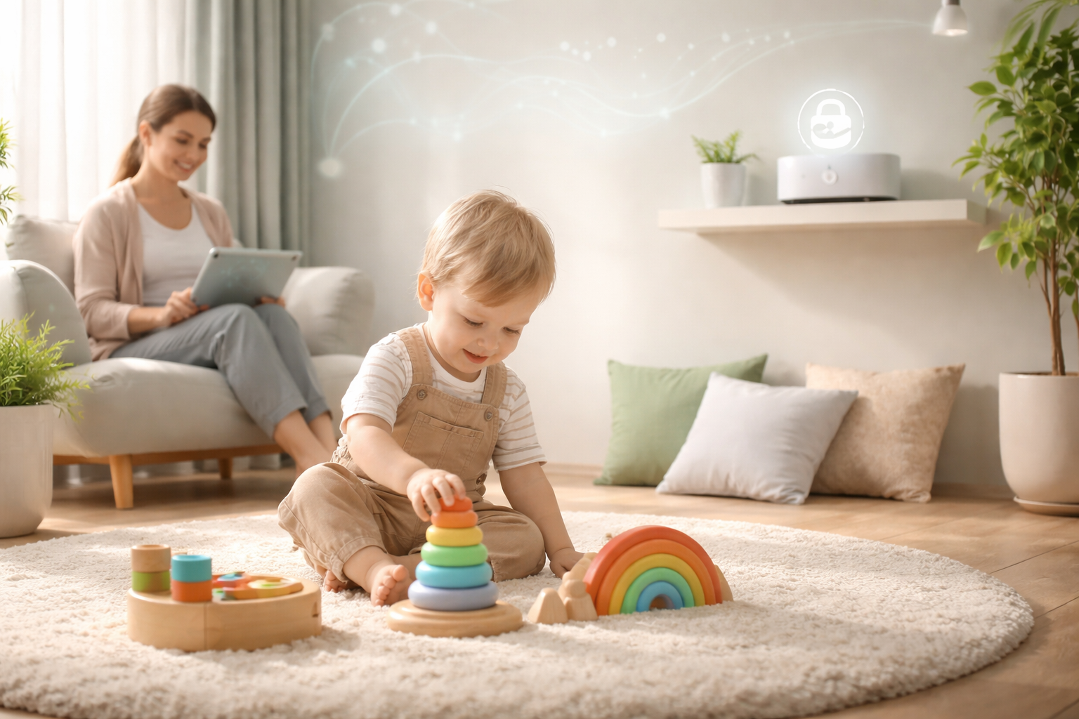 طفل يلعب بأمان في حضانة